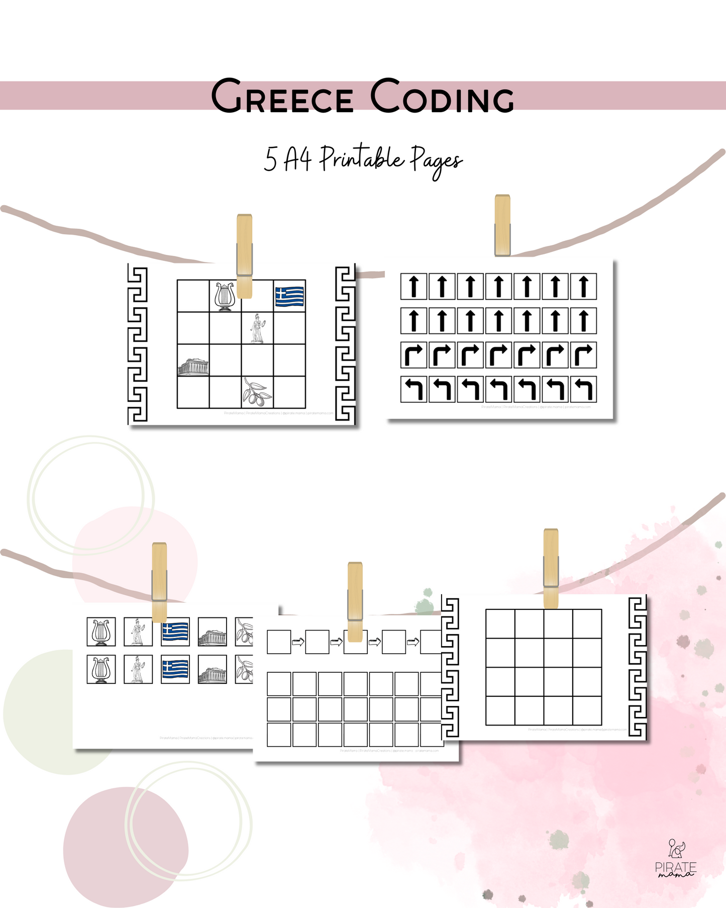 Greece Coding Activity | PDF Printable | Kids Activities | STEM Activity