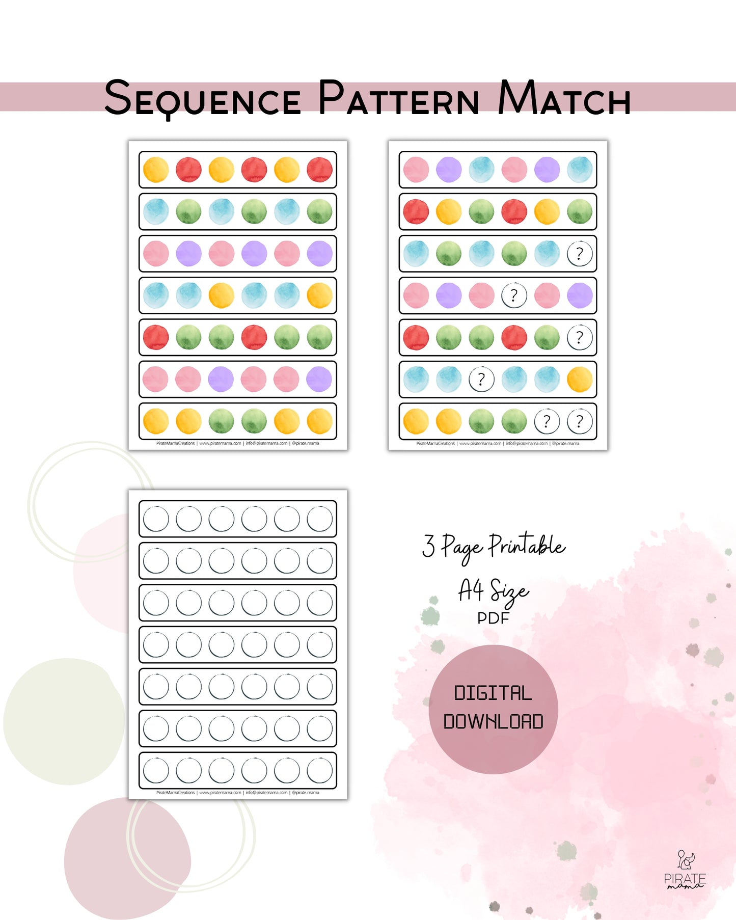 Sequence Pattern Match | Printables for Kids