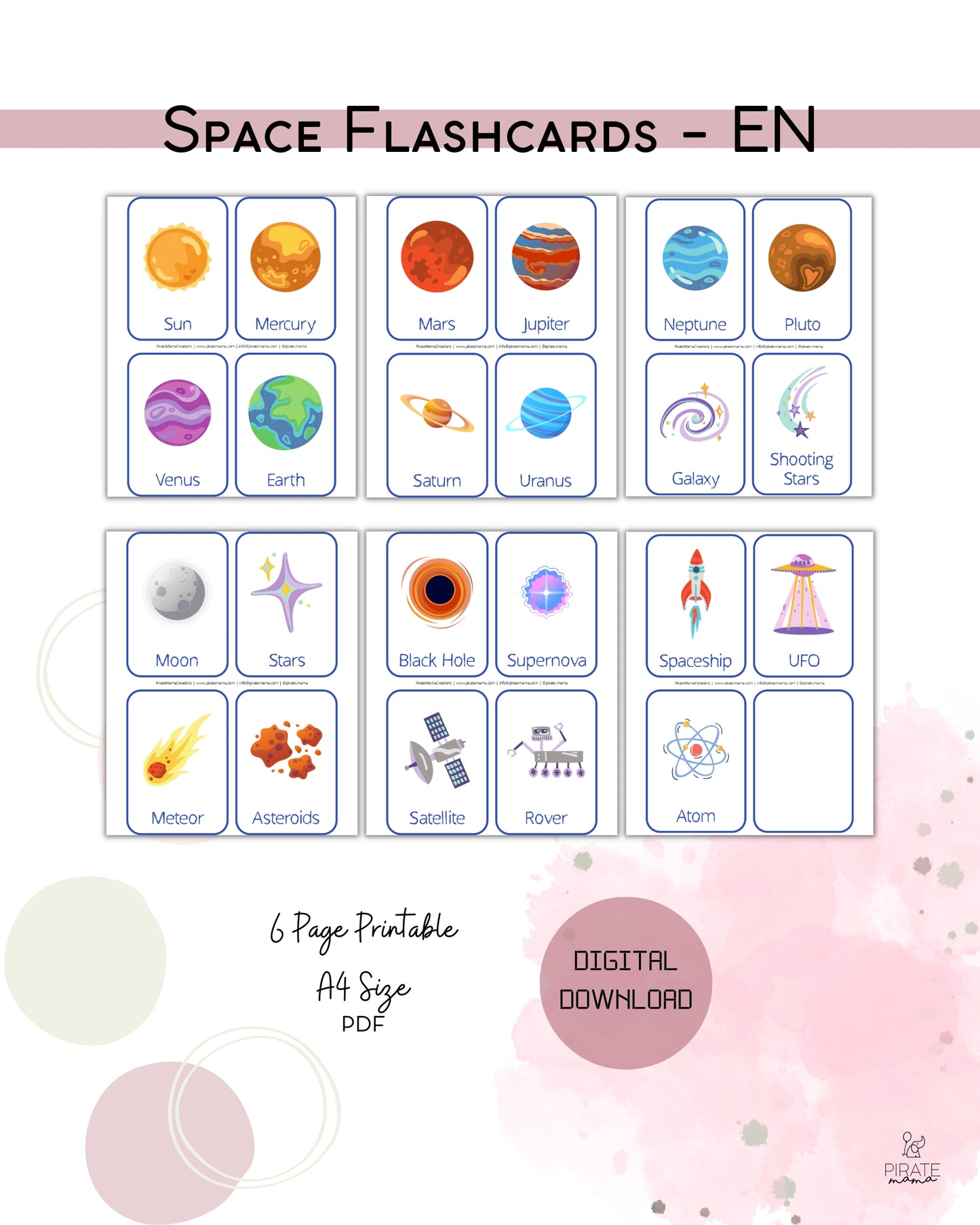 Space Flashcards - English | Printables for Kids