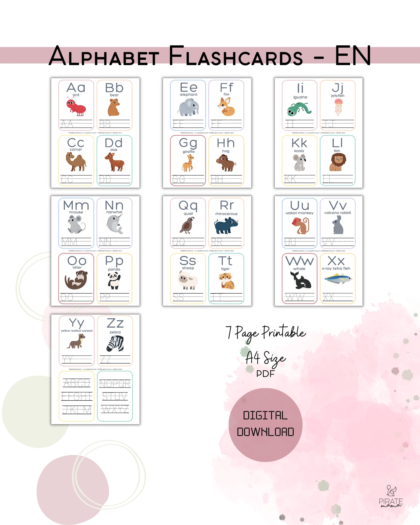 Alphabet Flashcards - English | Printables for Kids