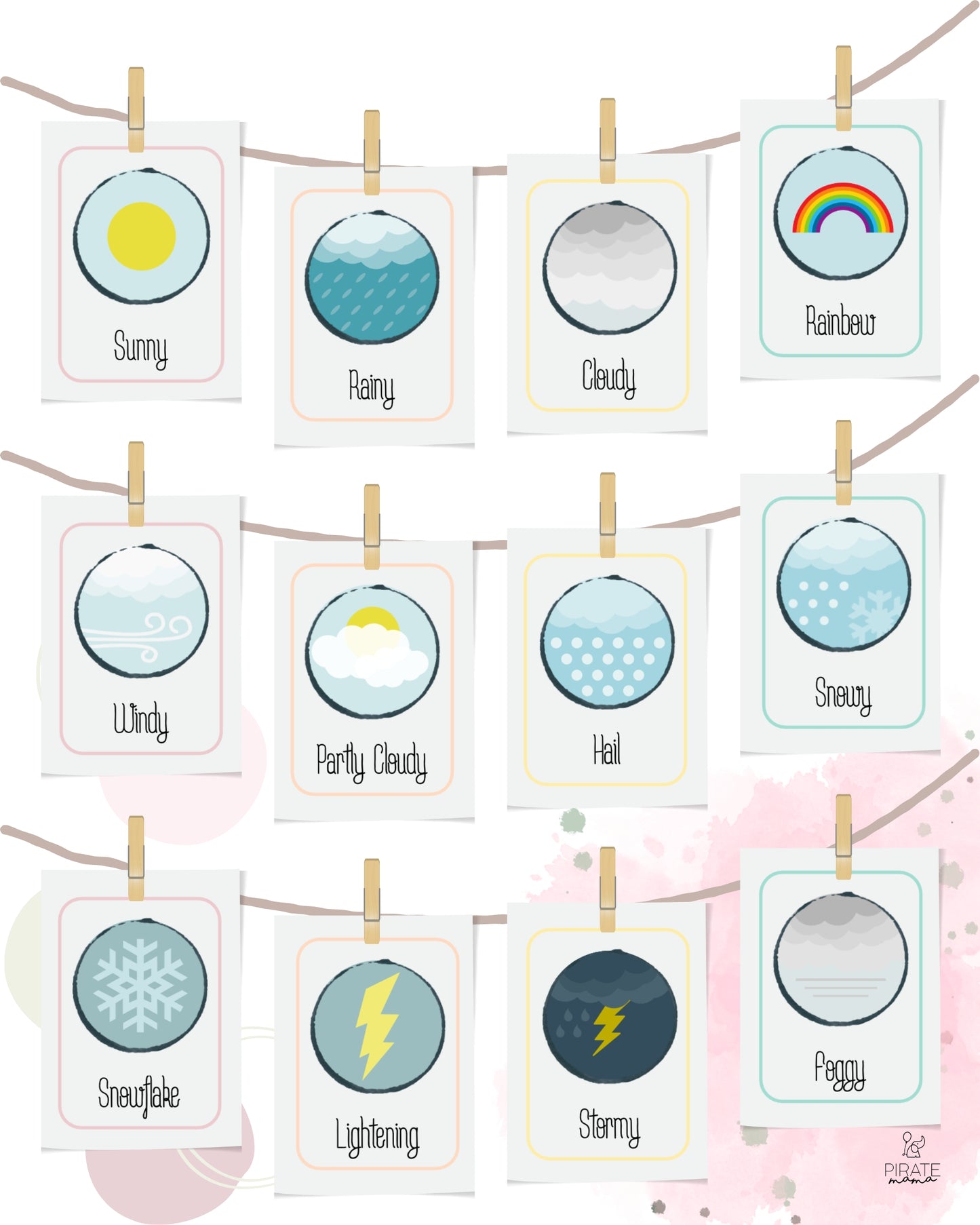 Weather Flashcards - English | Printables for Kids