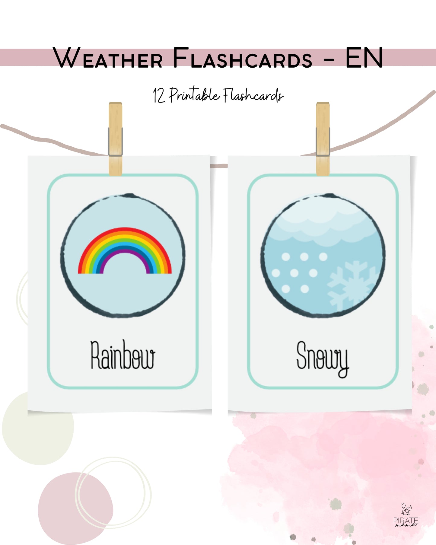 Weather Flashcards - English | Printables for Kids