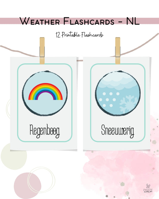 Weather Flashcards - Dutch | Printables for Kids