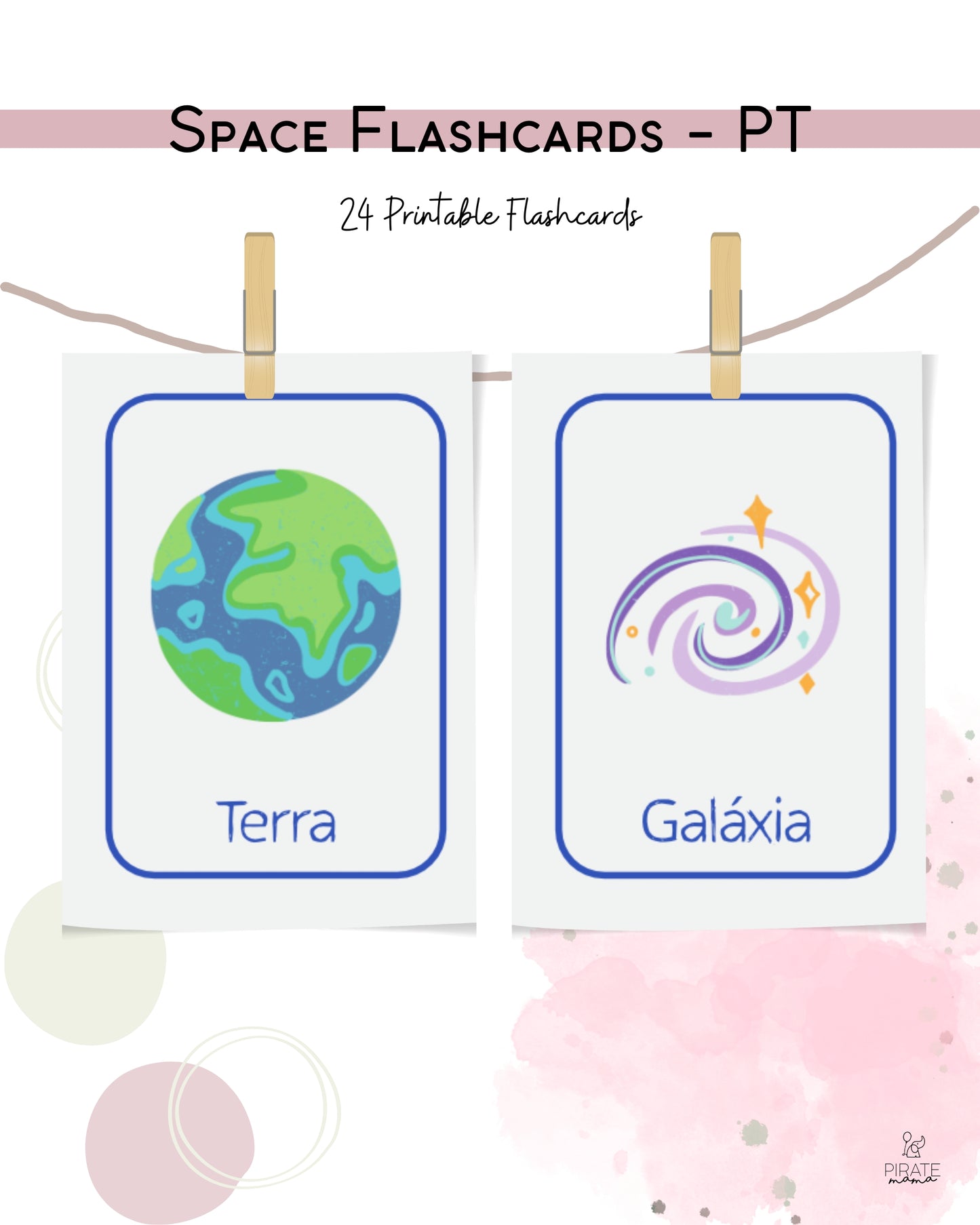 Space Flashcards - Portuguese | Printables for Kids