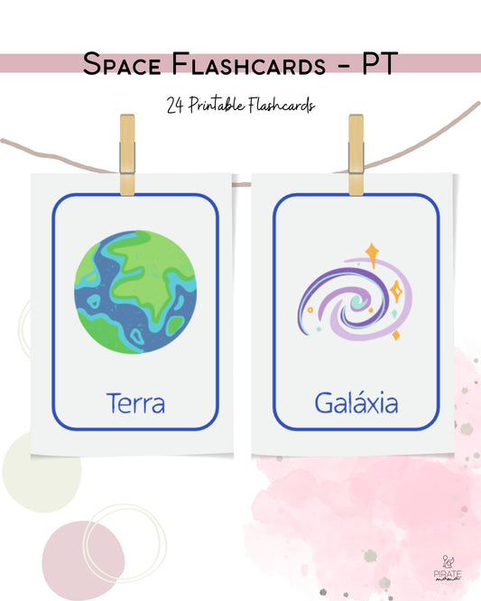 Space Flashcards - Portuguese | Printables for Kids