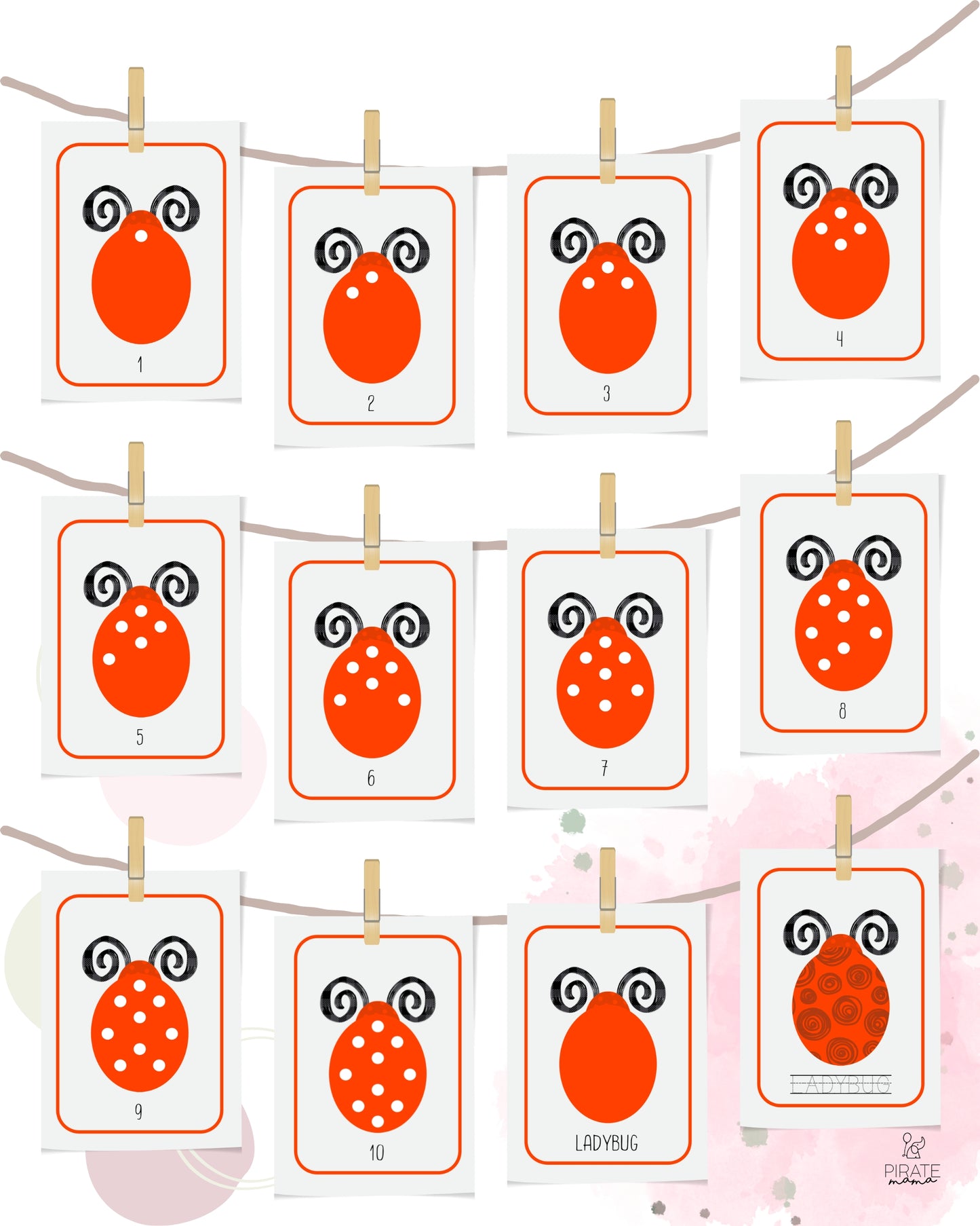 Ladybug Counting Flashcards | Printables for Kids